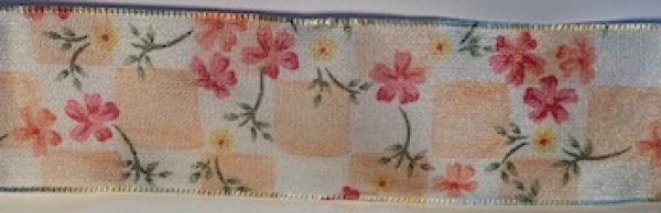 Band Blumenkaro rosa